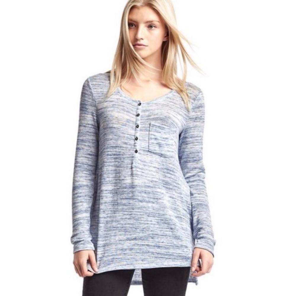 Gap Soft Knit Henley Heather Blue Size S